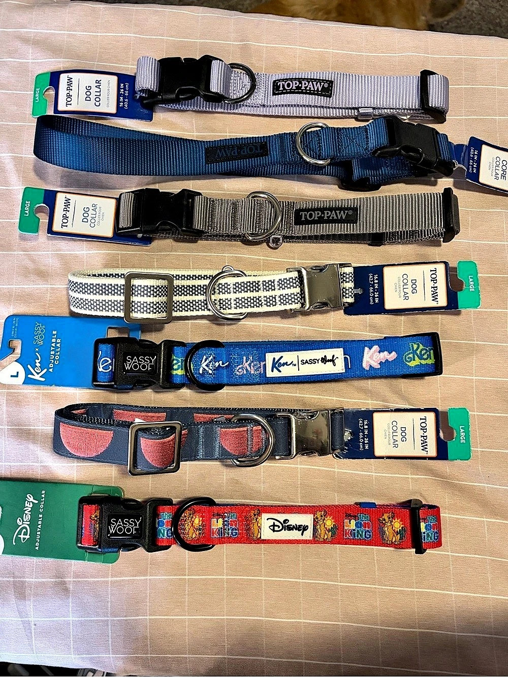 Top Paw Adjustable large Dog Collar Collection Set of 6